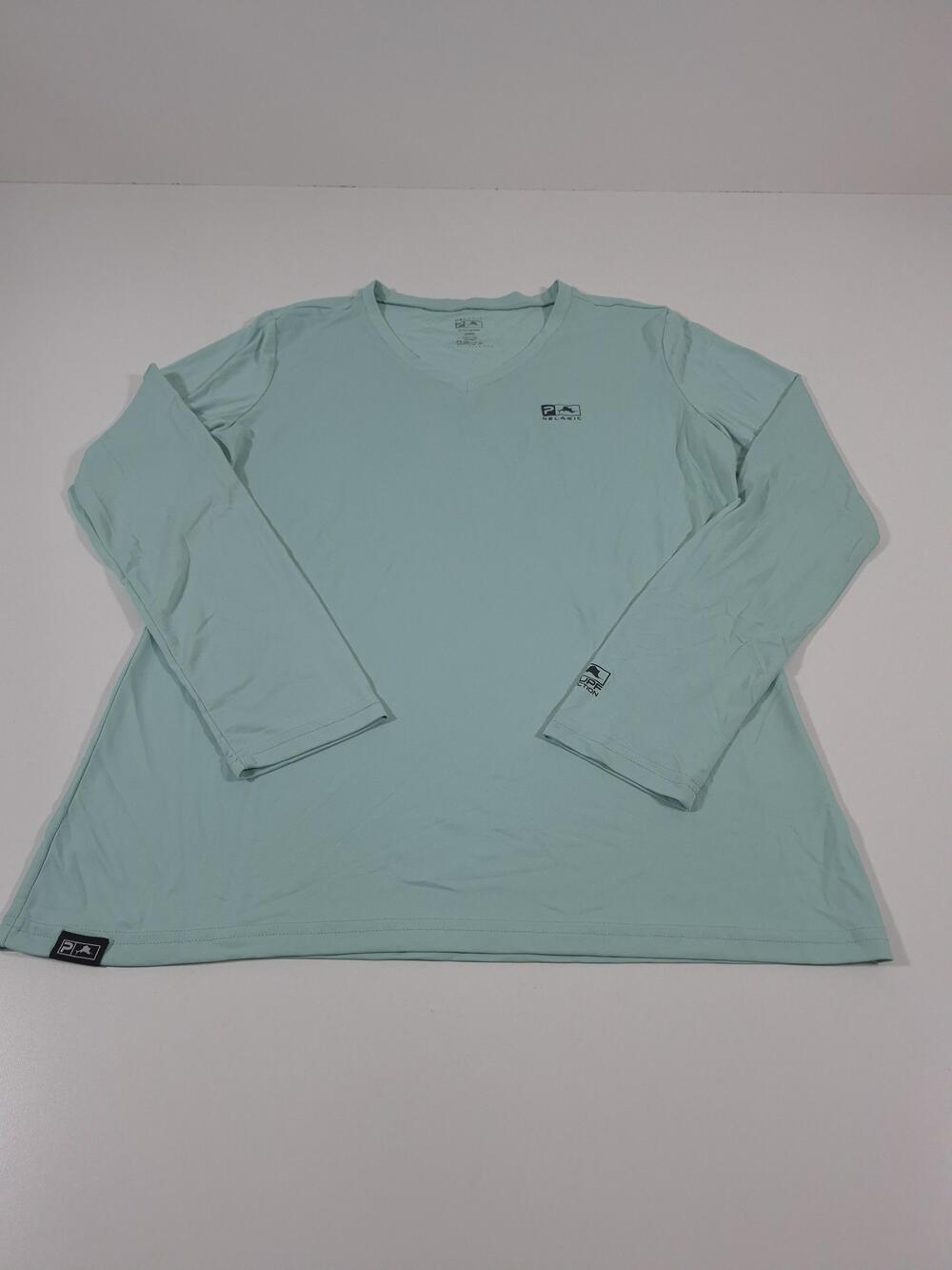 Pelagic AquaTek Shirt Mens Large Green Long Sleeve Sun Fishing Performance Tee